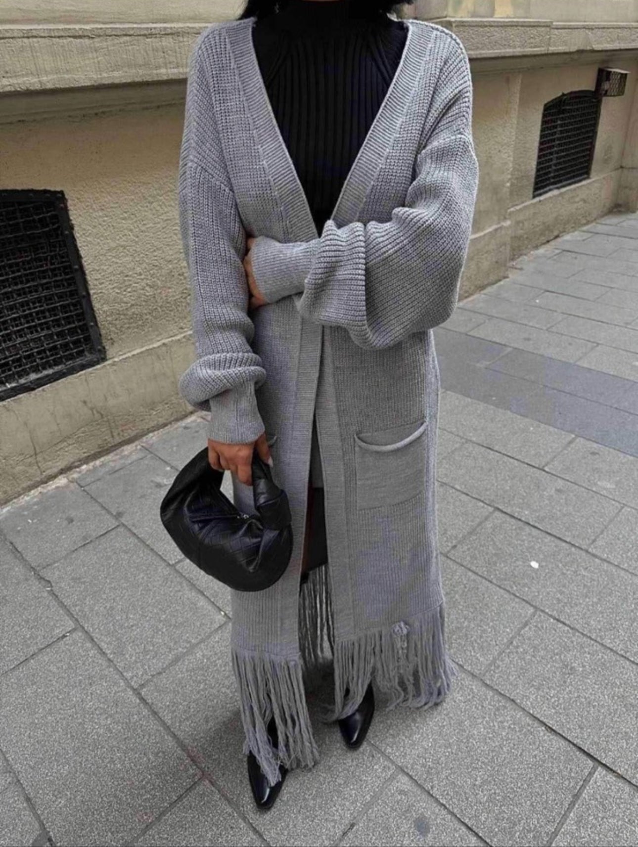 Long  Oversized Grey Cardigan